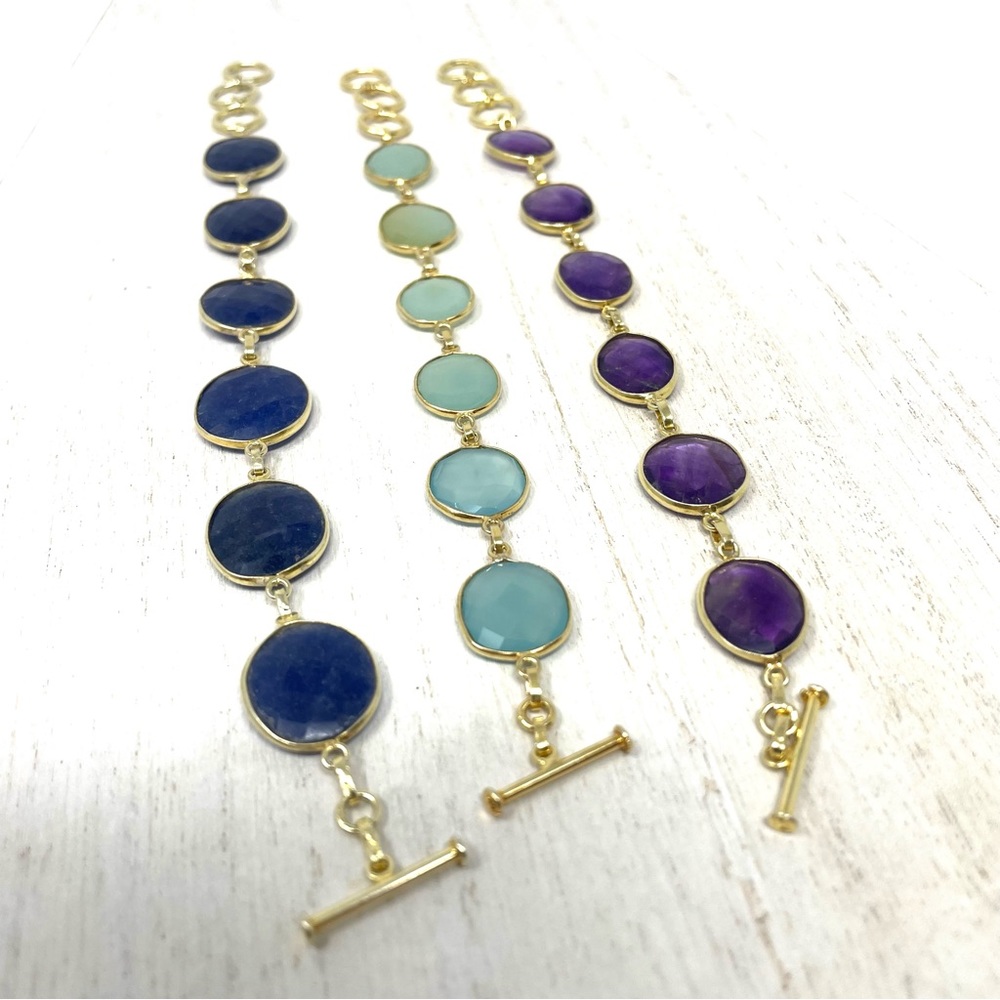 Sterling silver bracelets, 18K gold overlay and semiprecious stones